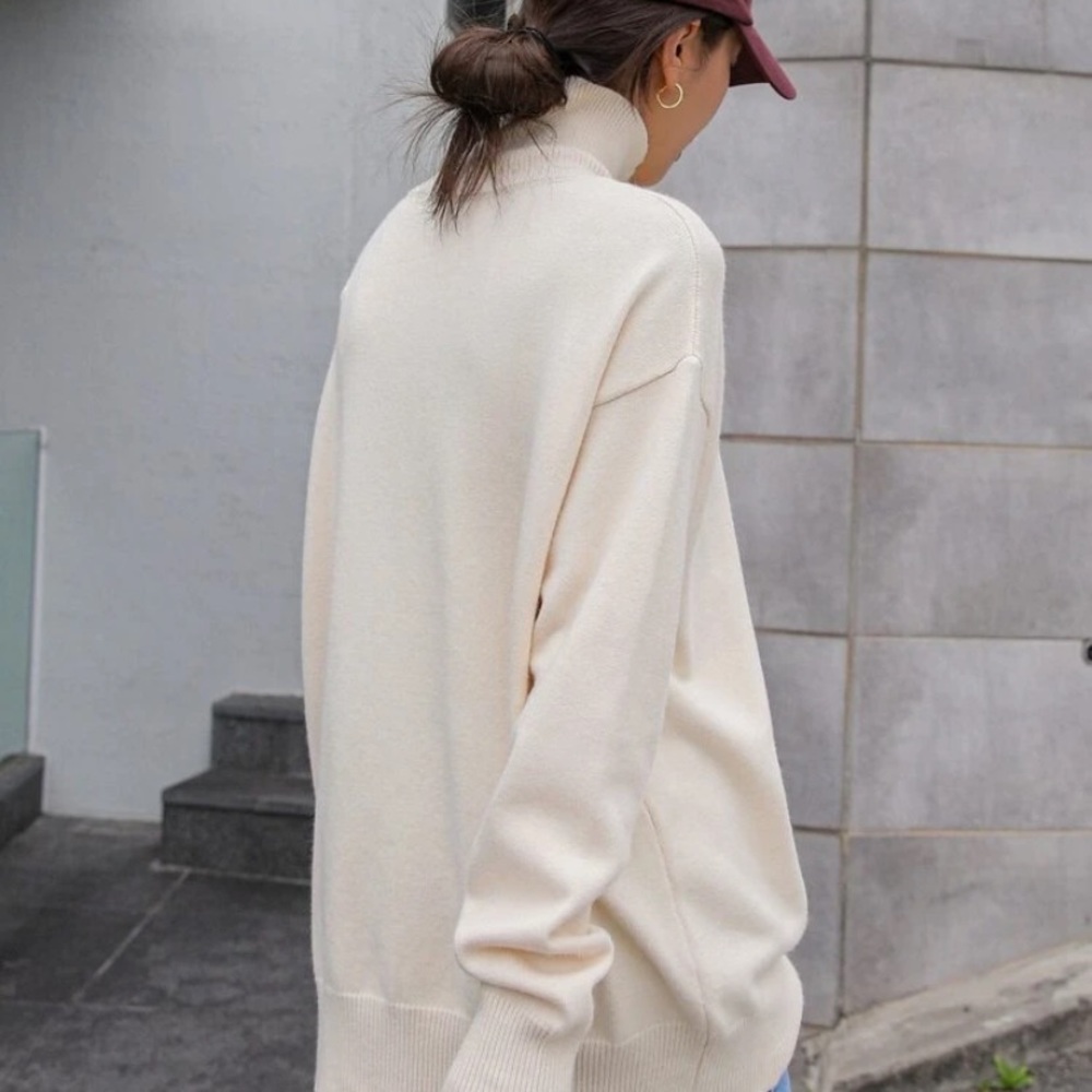 Dazy Cream Colored Turtleneck Buttoned Sweater - Picture 4 of 10